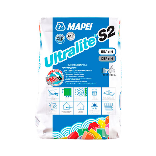 Клей для плитки Mapei Ultralite S2 (C2E S2) белый 15 кг