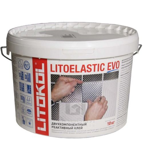 Клей для плитки Litokol Litoelastic Evo (A) + (В), белый, ведро 10 кг