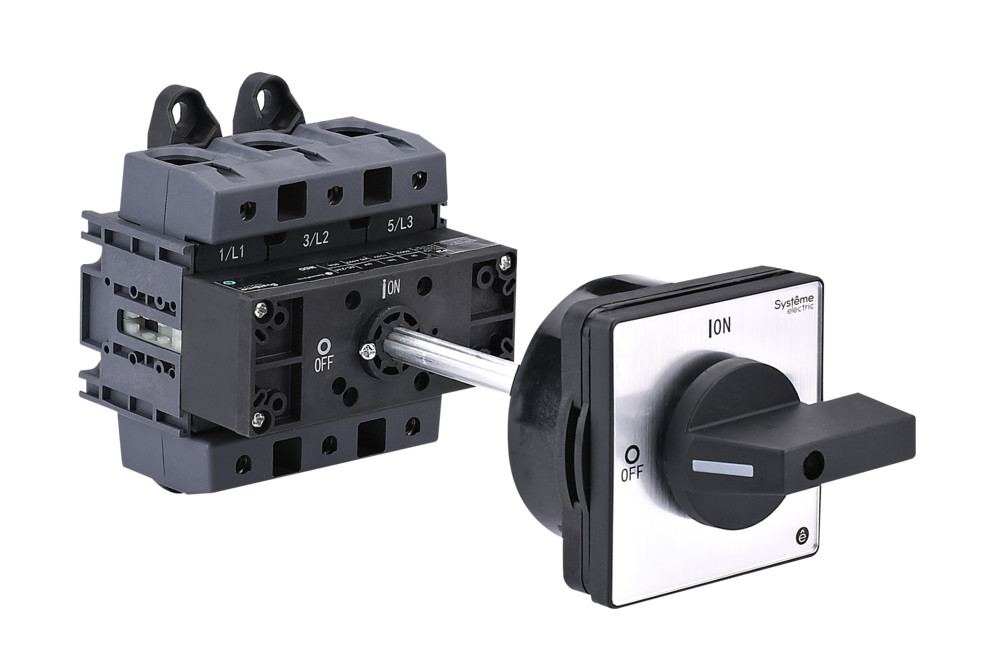 Systeme Electric SystemePact MSD  Выключатель-разъединитель 3P 125A IP20 с чёрной выносной рукояткой на дин-рейке/плате