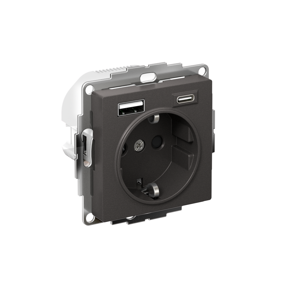 Systeme Electric AtlasDesign Базальт Розетка 16А с 2 USB A+C, 5В/2,4А/3,0А, 2х5В/1,5А, механизм