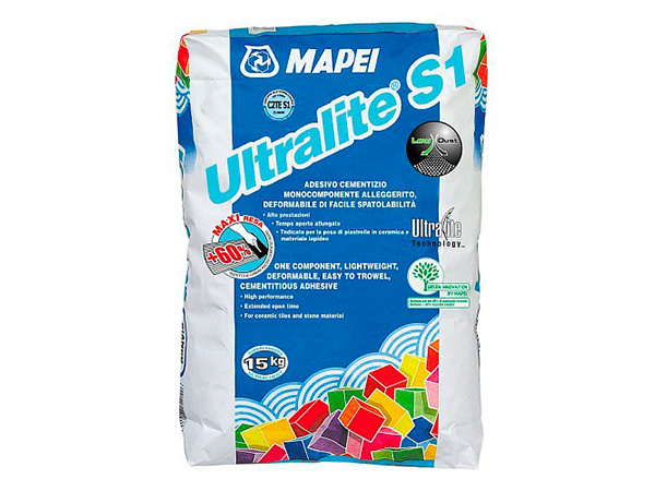 Клей для плитки Mapei Ultralite S1 (C2TE S1) серый 15 кг