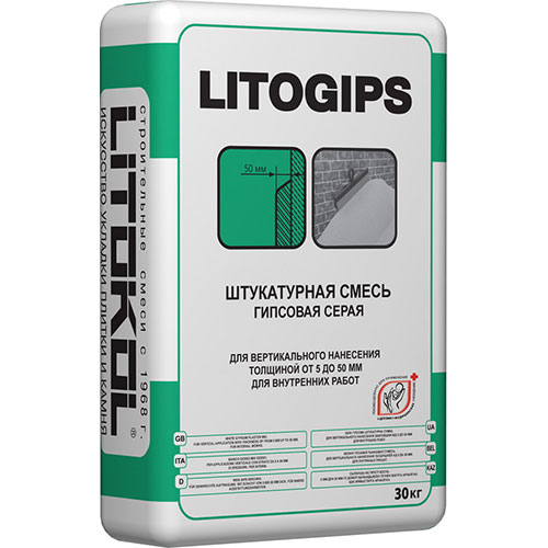 Штукатурка гипсовая Litokol Litogips серый, 30 кг / Литокол Литогипс