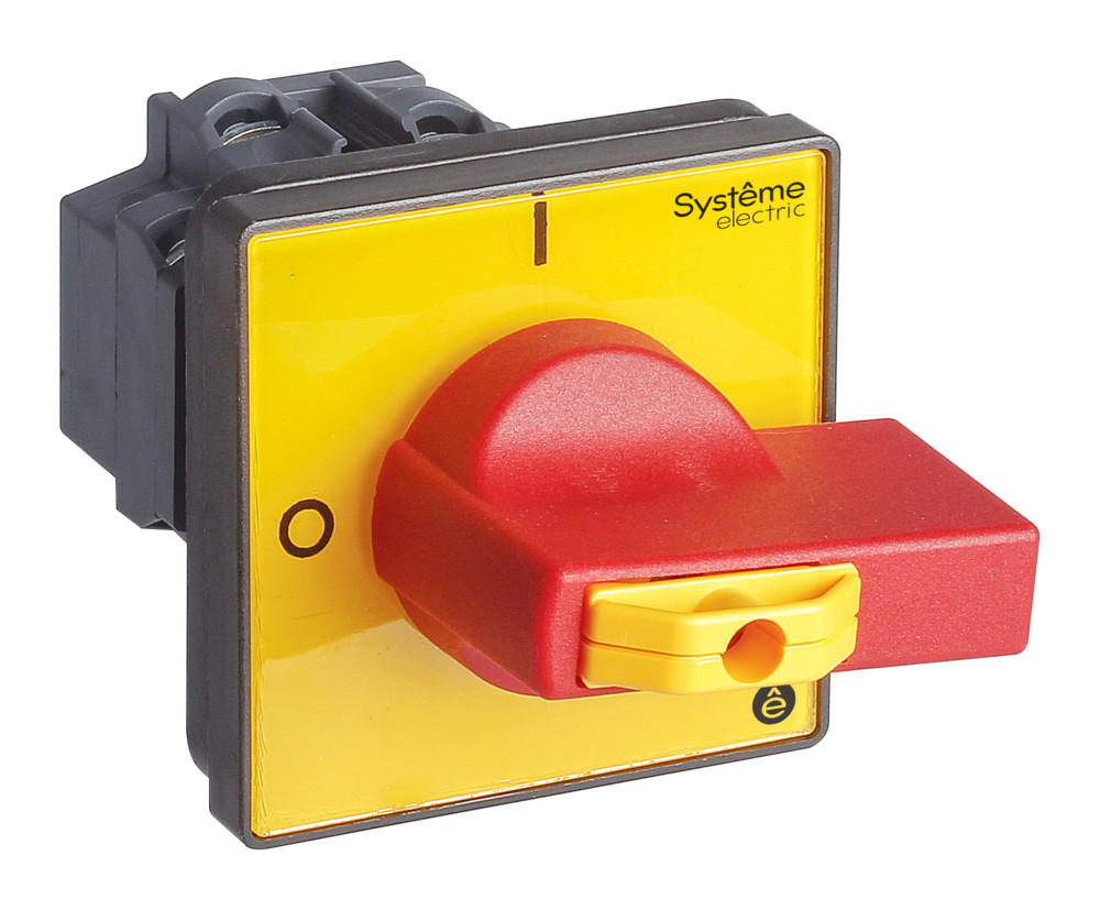 Systeme Electric SystemePact MSD  Выключатель-разъединитель 4P 20A IP20 с красной рукояткой на дверцу 4 винта 1 замок