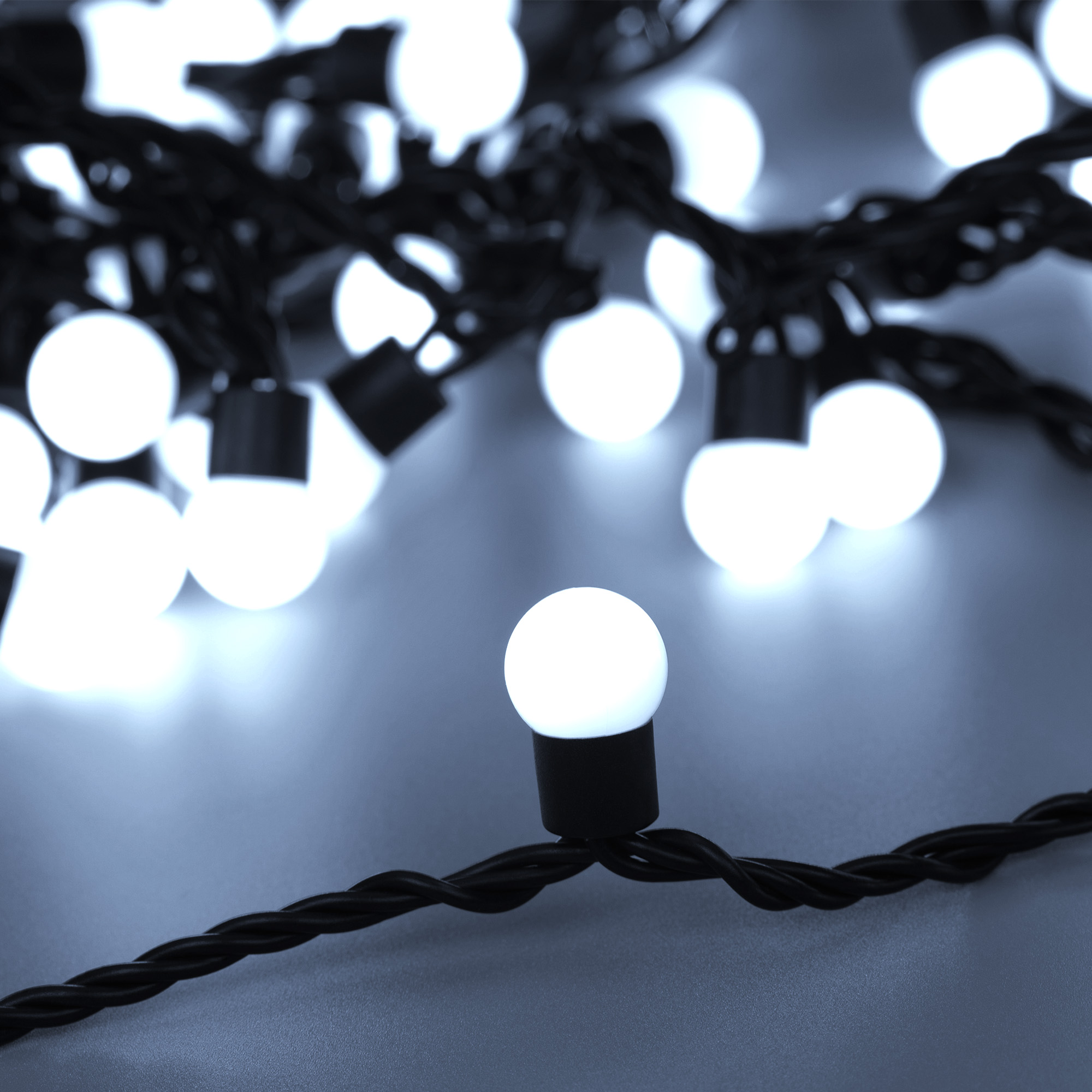 Arlight Светодиодная гирлянда ARD-BALL-CLASSIC-D17.5-10000-BLACK-100LED WHITE (230V, 7W) (Ardecoled, IP65)