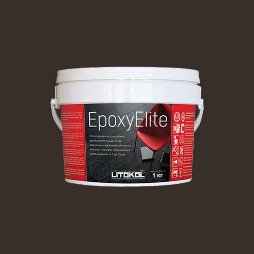 Эпоксидная затирка для плитки Litokol EpoxyElite E.13 Темный шоколад , ведро 1 кг