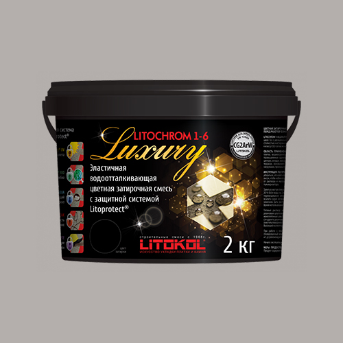 Затирка швов цементная Litokol Litochrom 1-6 Luxury C.30 жемчужно-серый, ведро 2 кг
