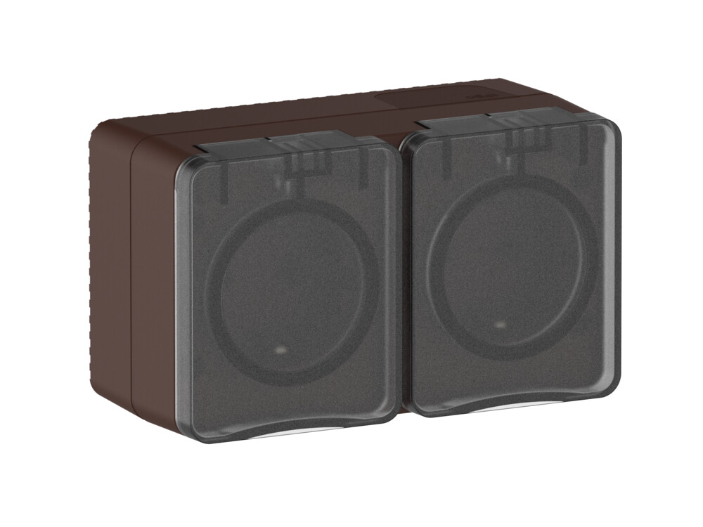 Systeme Electric AtlasDesign Profi54 Наруж Коричневый Розетка двойная с з/к со шторками 16А
