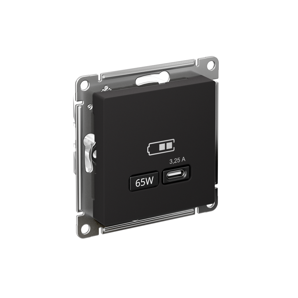 Systeme Electric AtlasDesign Карбон USB Розетка тип-C 65W высокоскор.заряд. QC, PD, мех.