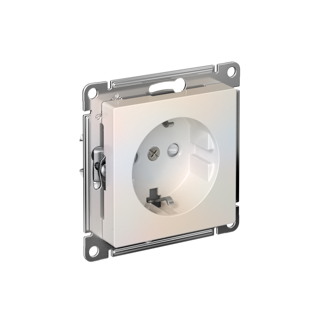 Systeme Electric AtlasDesign Жемчуг Розетка с заземлением со шторками, 16А, мех., быстрозажим. клем.