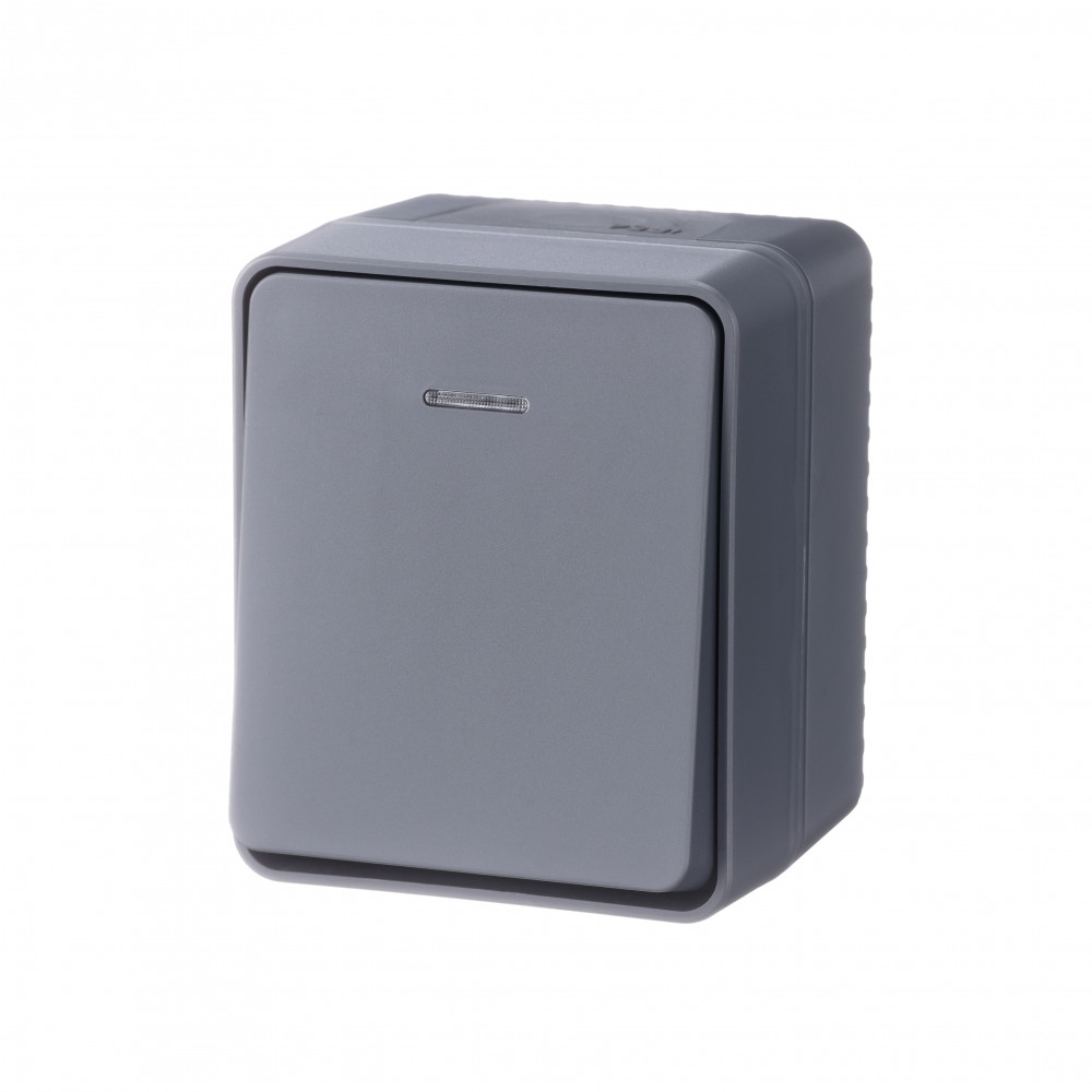 Systeme Electric AtlasDesign Profi54 Наруж Антрацит Выключатель 1-клавишный с подсветкой 10 АХ