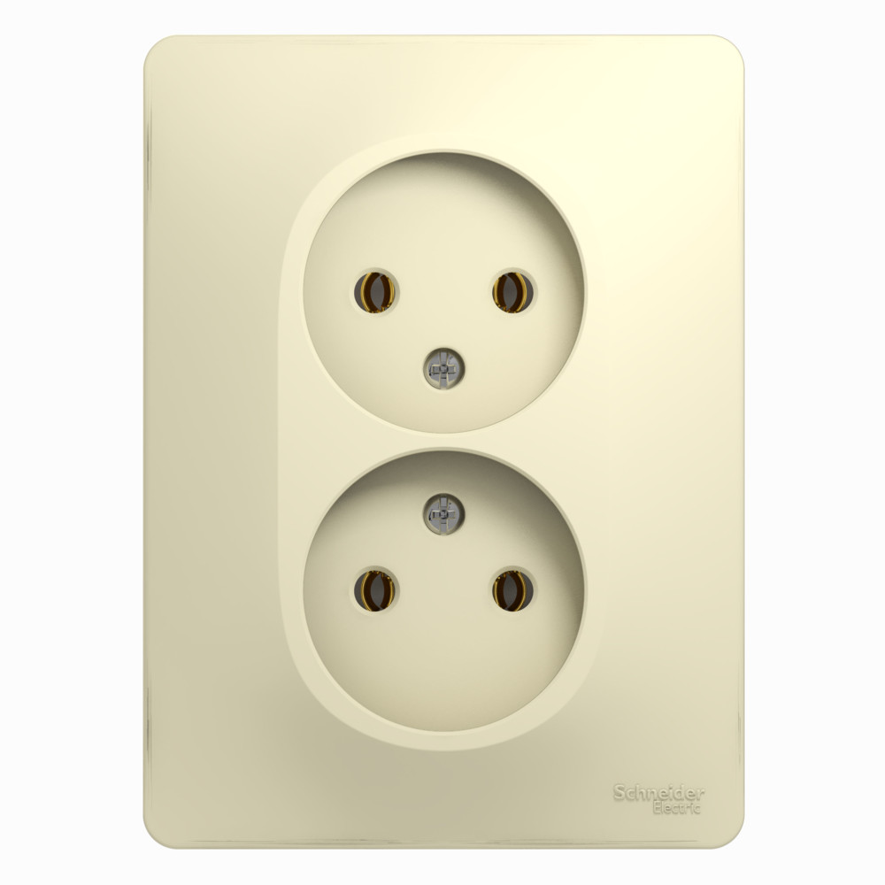 Systeme Electric Glossa Беж Розетка 2-я б/з (в сборе с рамкой)