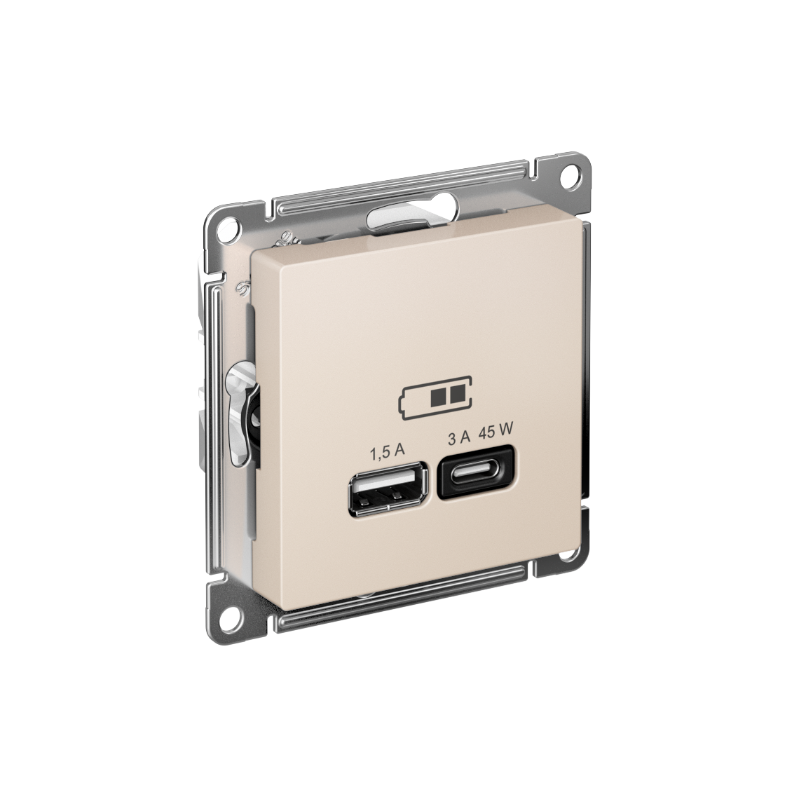 Systeme Electric AtlasDesign Беж USB Розетка A + тип-C 45W высокоскор.заряд. QC,PD, мех.