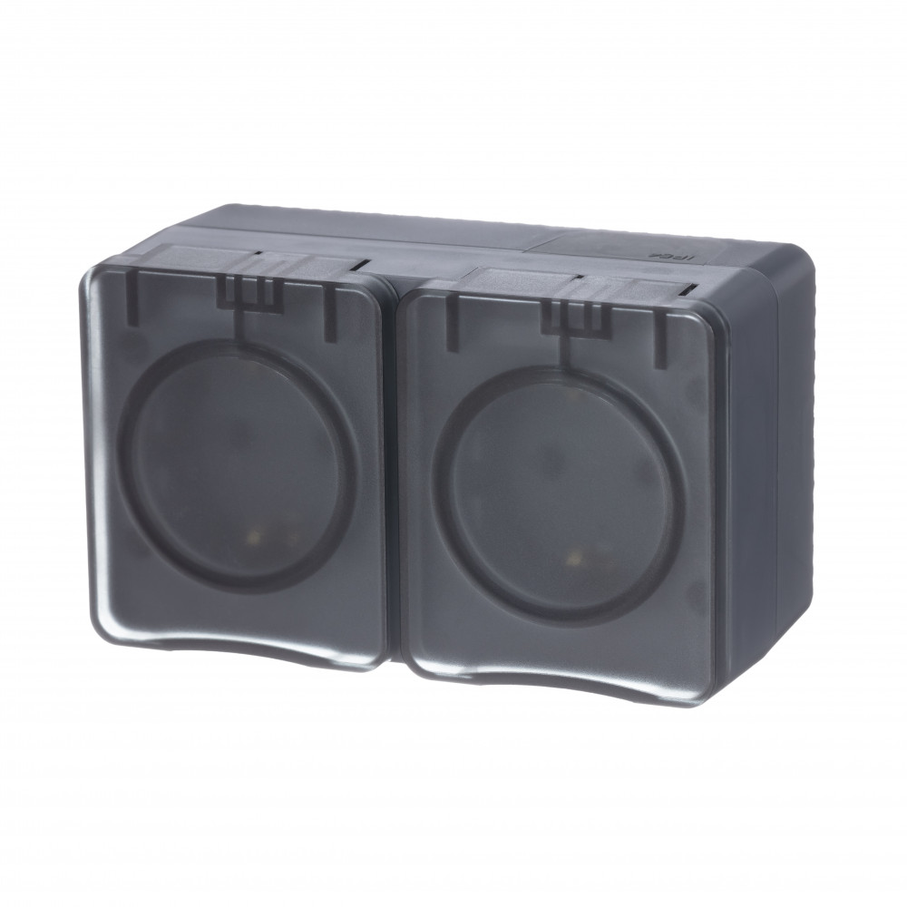 Systeme Electric AtlasDesign Profi54 Наруж Антрацит Розетка 2-ая с/з со шт., 16А 250B