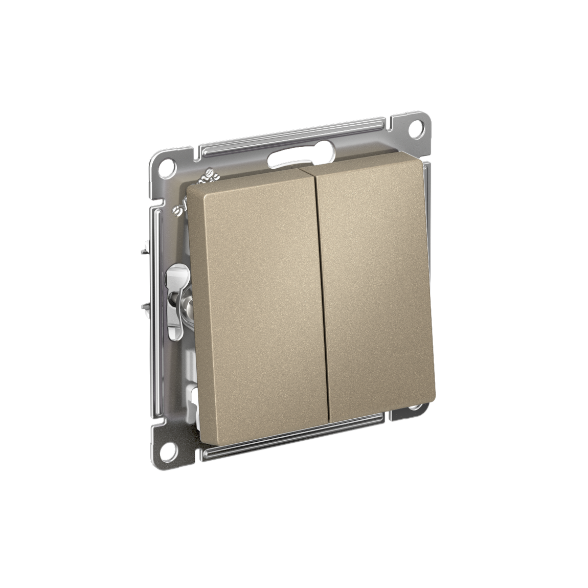 Systeme Electric AtlasDesign Шампань Выключатель 2-клавишный, сх.5, 10АХ, мех., быстрозажим. клем.