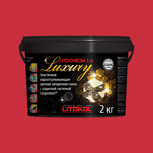 Затирка швов цементная Litokol Litochrom 1-6 Luxury C.630 красный чили, ведро 2 кг