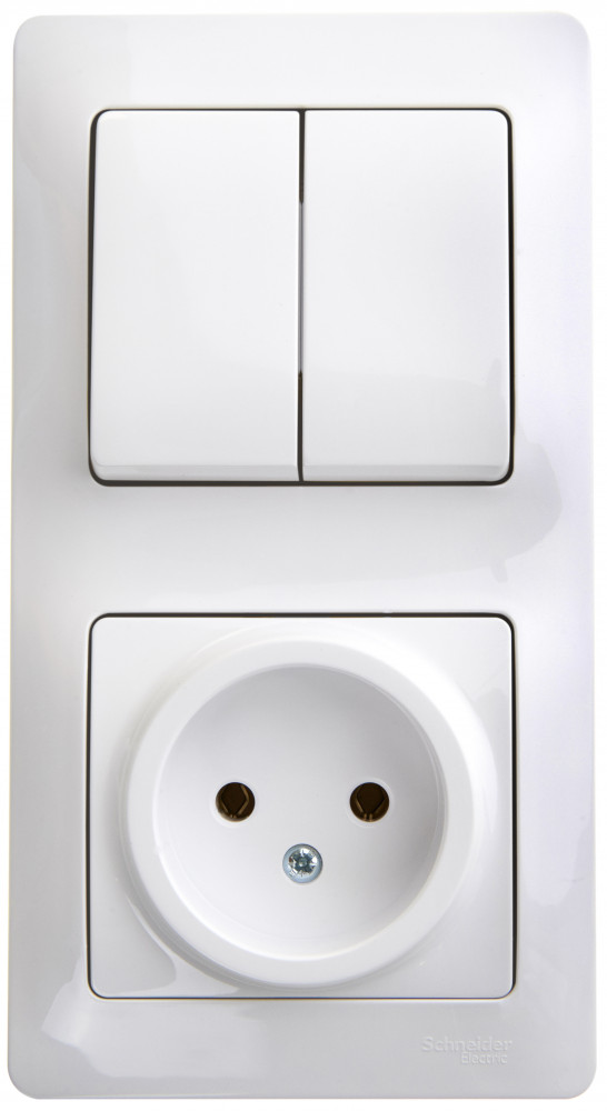 Systeme Electric Glossa Бел Блок: розетка и 2-кл. выключатель