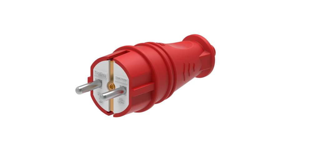 Systeme Electric MultiSet Красная Вилка 2К+З прямая каучуковая 16А/250В IP44