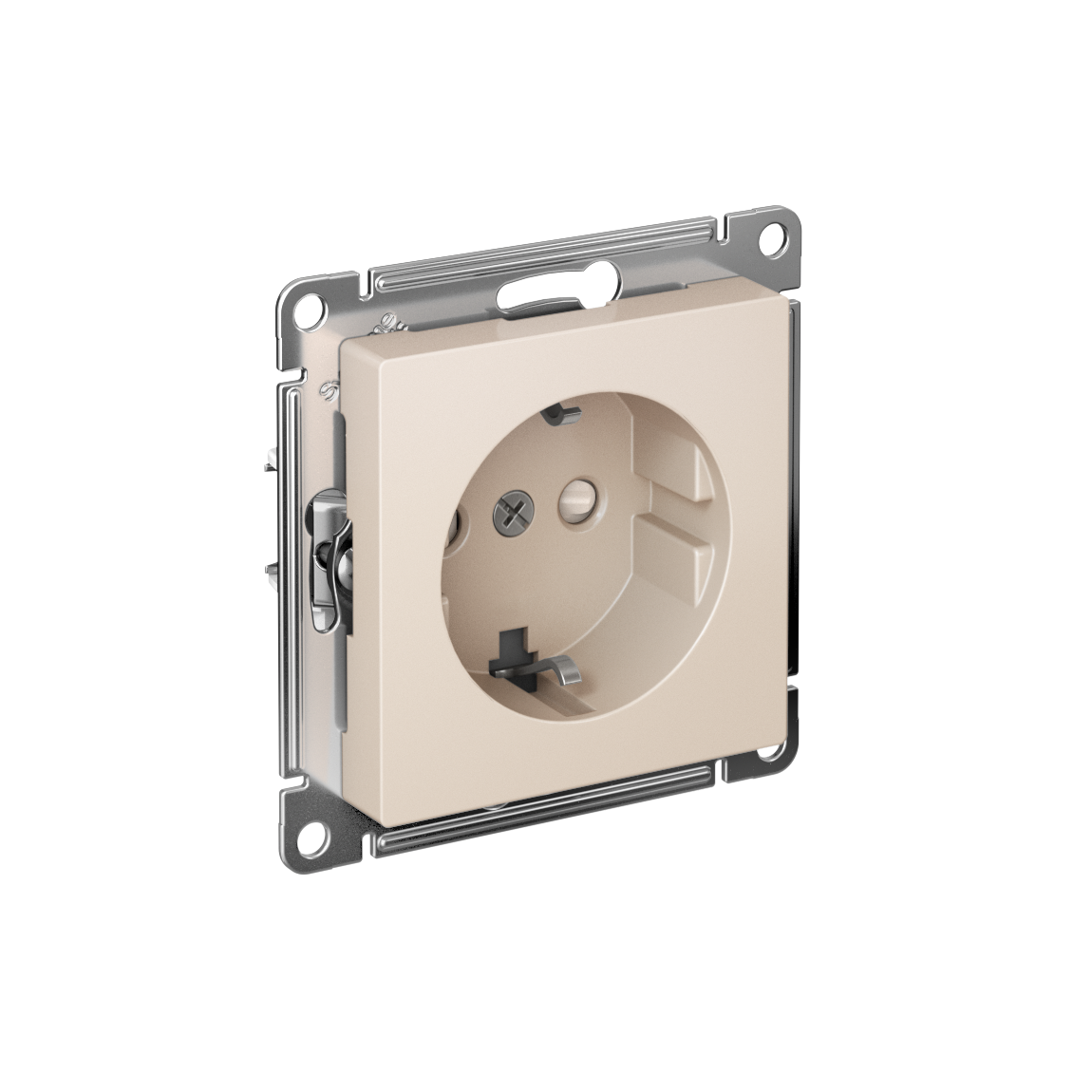 Systeme Electric AtlasDesign Бежевый Розетка с заземлением со шторками, 16А, мех., быстрозажим. клем.