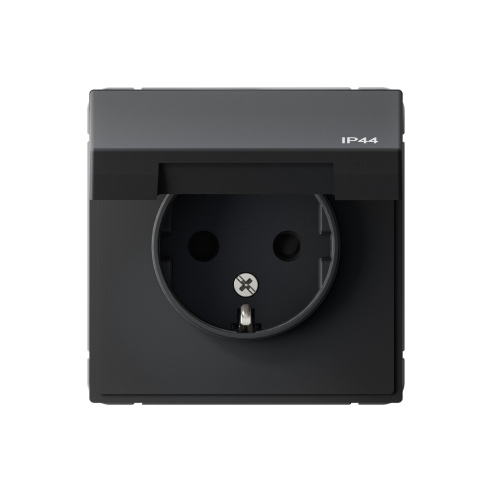 Systeme Electric ArtGallery Карбон Розетка с заземл. со шт. с крышк, 16А, IP44, механизм