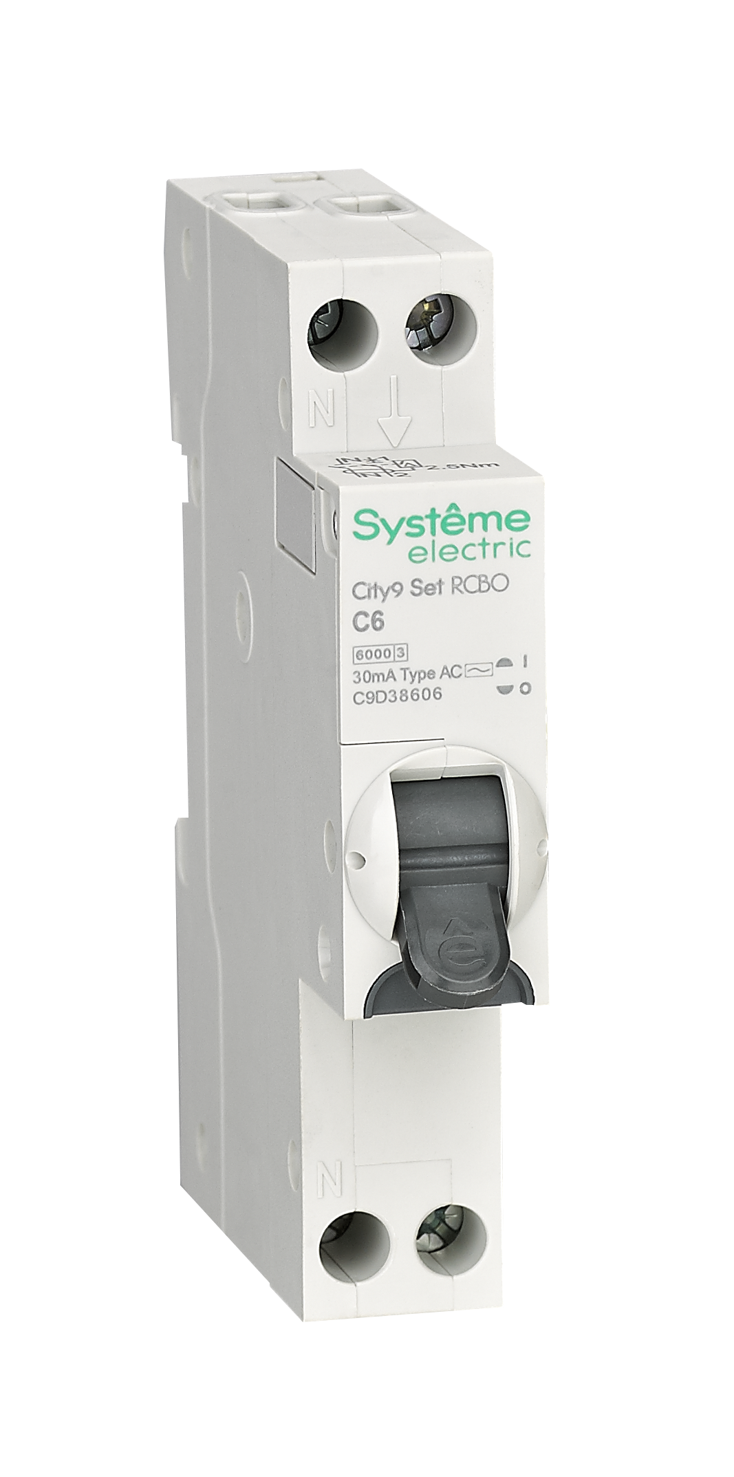 Systeme Electric City9 АВДТ 1П+Н C6 6000A 30мА AC 18мм