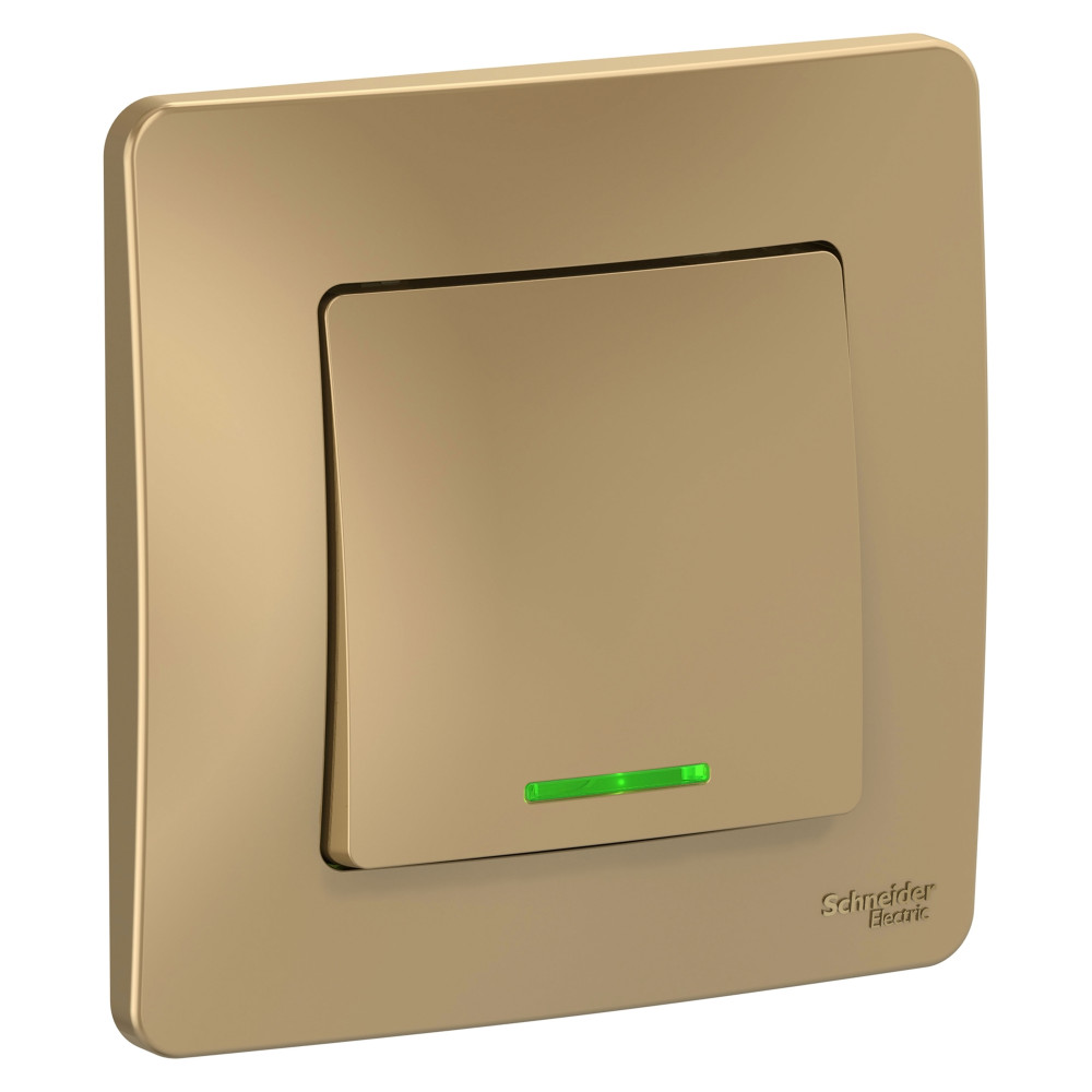 Systeme Electric Blanca внутр Титан Выключатель 1-клавишный с подсветкой, 10А, 250B