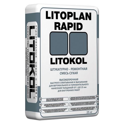 Штукатурка цементная Litokol Litoplan Rapid серый, 25 кг / Литокол Литоплан Рапид