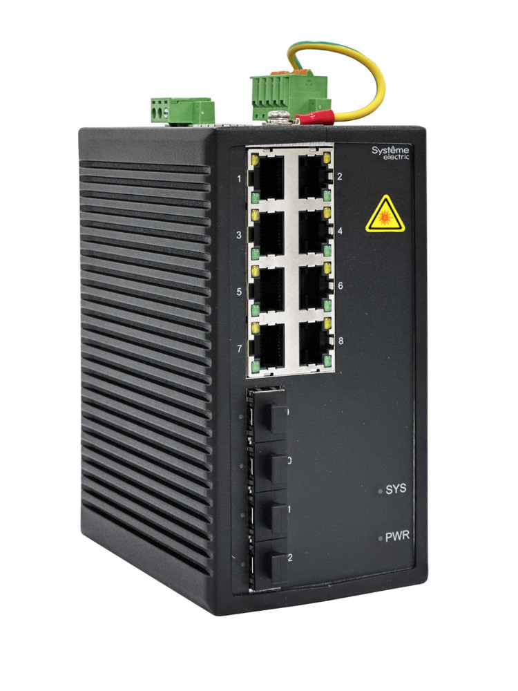 Systeme Electric Управляемый промышленный коммутатор Ethernet L2, 8x10/100/1000BaseT, 4x100/1000BaseX SFP