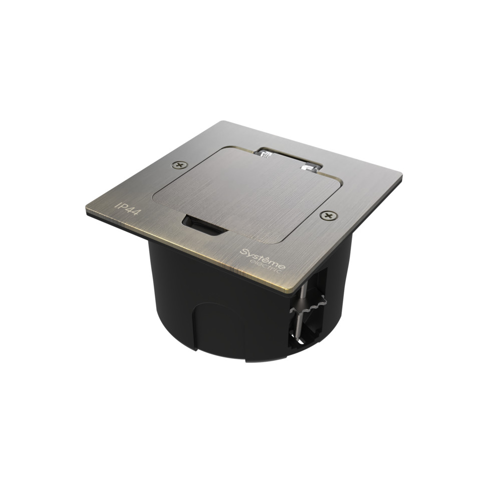 Systeme Elecrtic MultiDesk Античная латунь Лючок на 2 модуля IP44 с монтажной коробкой для стены, фальшпола, стола, тип MDK20