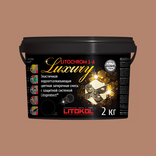 Затирка швов цементная Litokol Litochrom 1-6 Luxury C.140 светло-коричневый, ведро 2 кг