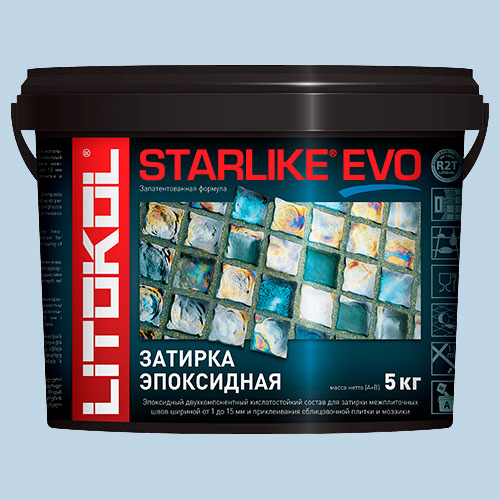 Затирка швов эпоксидная Litokol Starlike Evo S.300 Azzurro Pastello, 5 кг