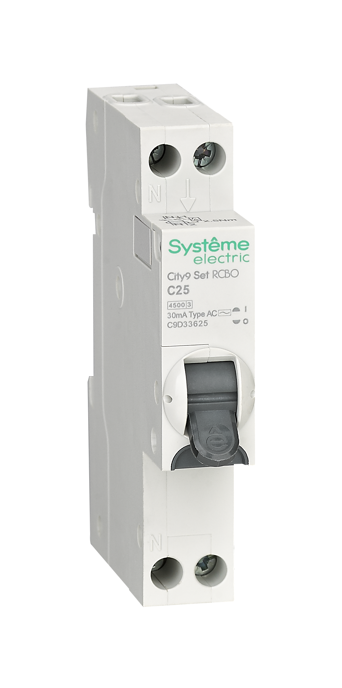 Systeme Electric City9 АВДТ 1П+Н C25 4500A 30мА AC 18мм