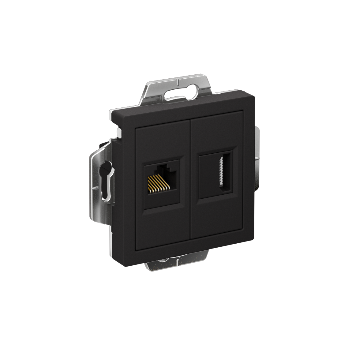 Systeme Electric AtlasDesign Карбон Розетка двойная HDMI+RJ45, кат.5Е, механизм
