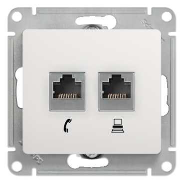 Systeme Electric Glossa Бел Розетка 2-я RJ11+RJ45, кат.5E
