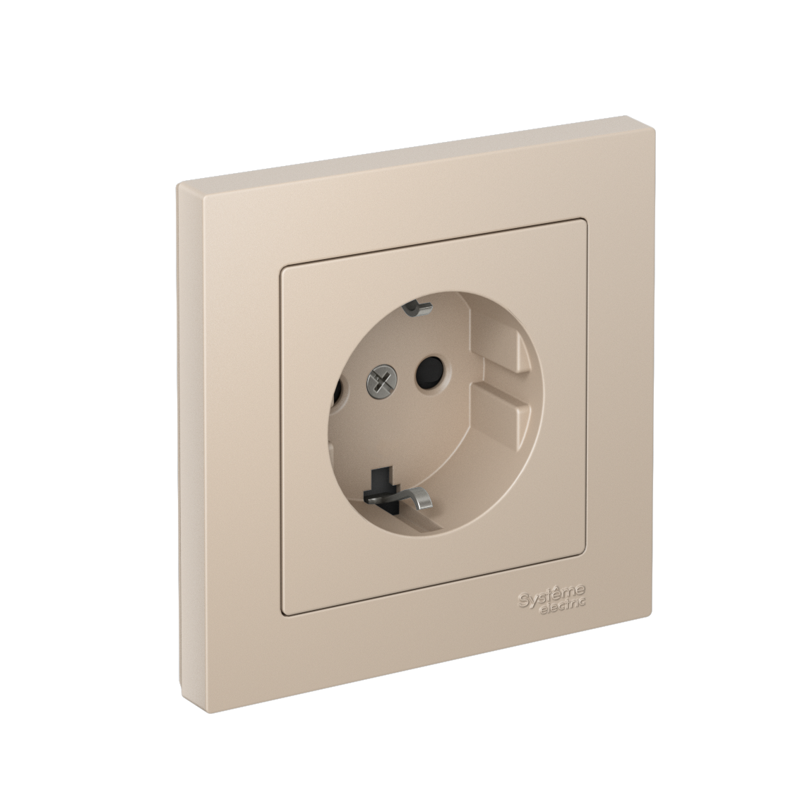 Systeme Electric AtlasDesign Песочный Розетка с заземлением со шторками, 16А, в сборе, быстрозажим. клем.
