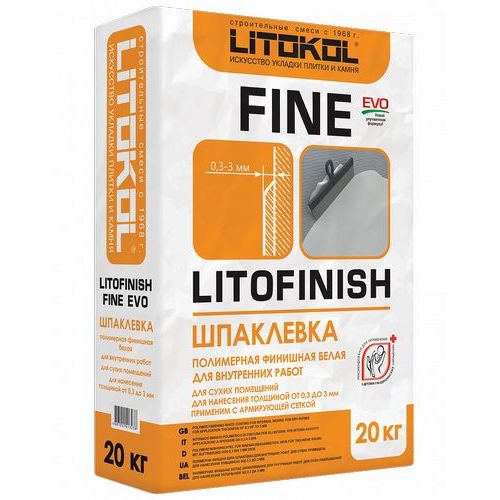 Шпаклевка полимерная Litokol LITOFINISH FINE EVO белая, 20 кг