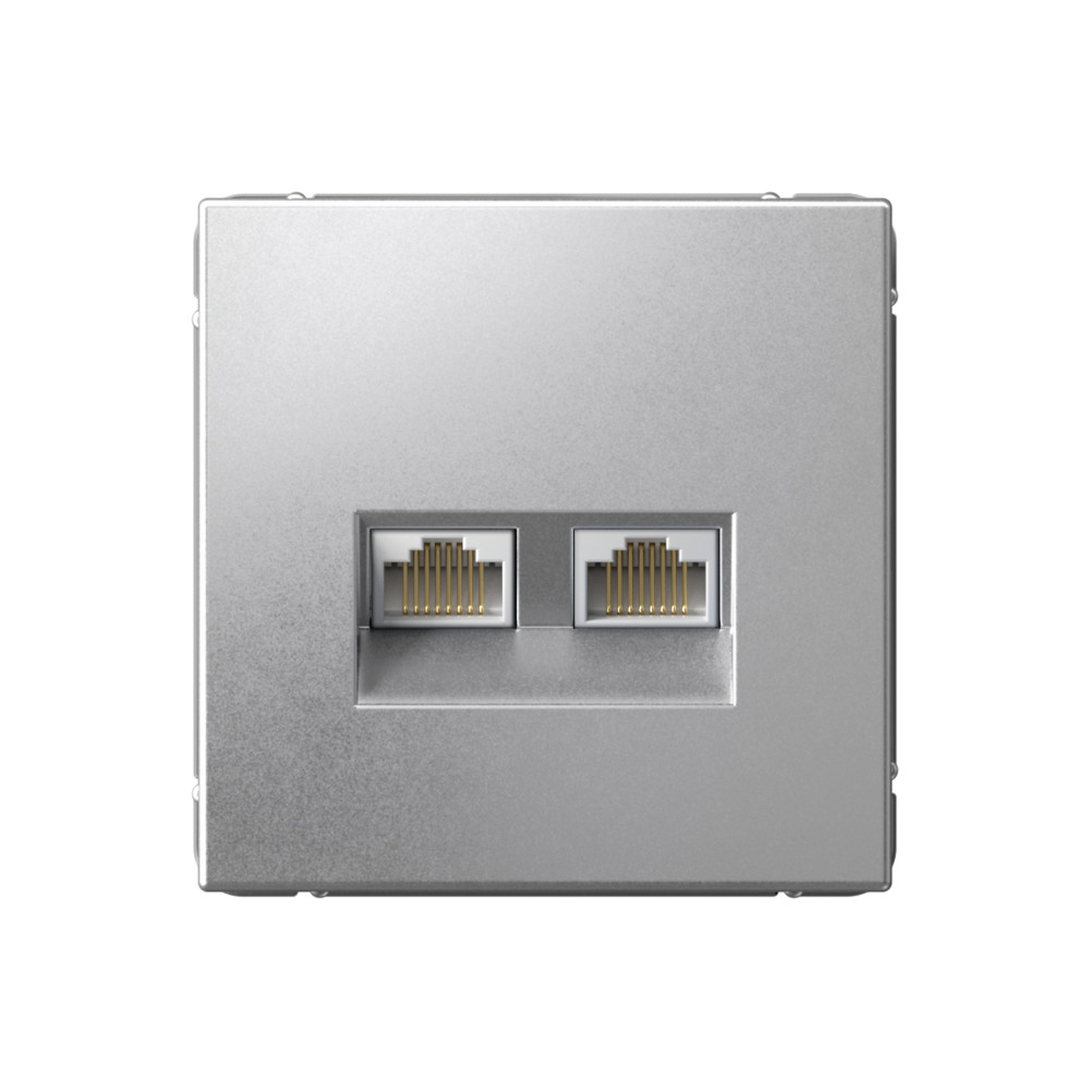 Systeme Electric ArtGallery Алюминий Розетка двойная компьютерная RJ45+RJ45, кат.6А, механизм