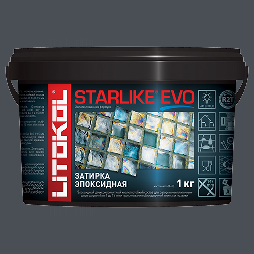 Эпоксидная затирка для плитки  Litokol Starlike Evo S.140 Nero Grafite, 1 кг