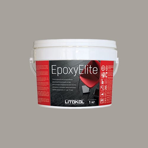 Эпоксидная затирка для плитки Litokol EpoxyElite E.03 Жемчужно-серый , ведро 1 кг