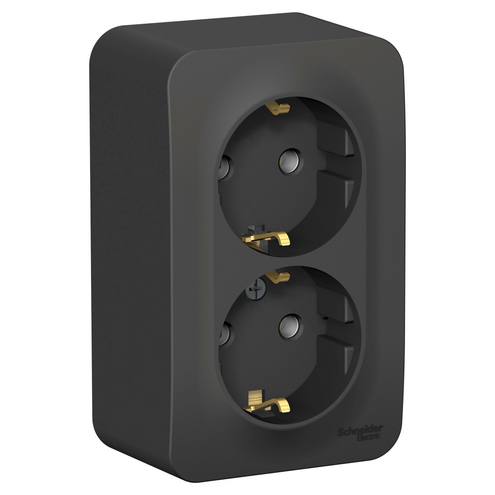 Systeme Electric Blanca наруж Антрацит Розетка 2-ая с/з без шторок 16А, 250В, изолир. пластина