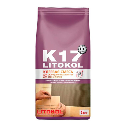 Клей для плитки Litokol K17 (C1) серый, 5 кг