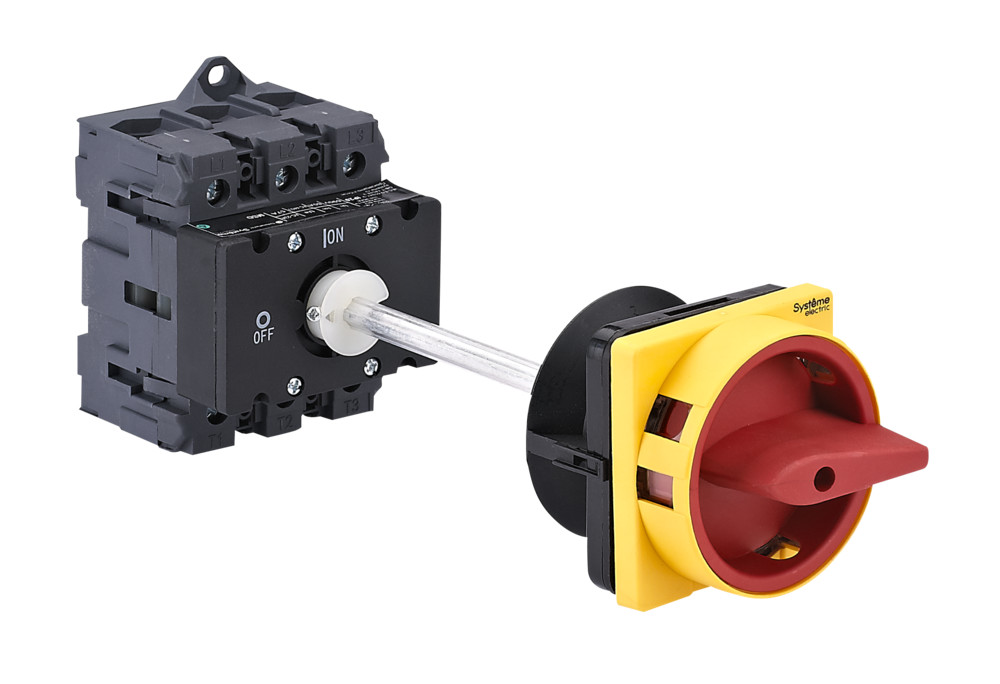 Systeme Electric SystemePact MSD  Выключатель-разъединитель 3P 80A IP20 с красной выносной рукояткой на дин-рейке/плате с замком