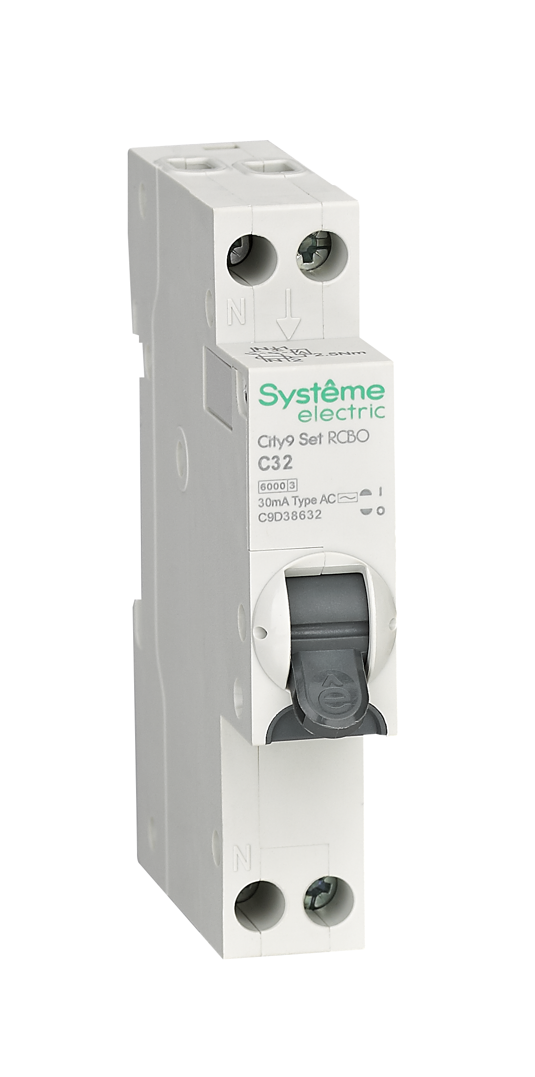 Systeme Electric City9 АВДТ 1П+Н C32 6000A 30мА AC 18мм