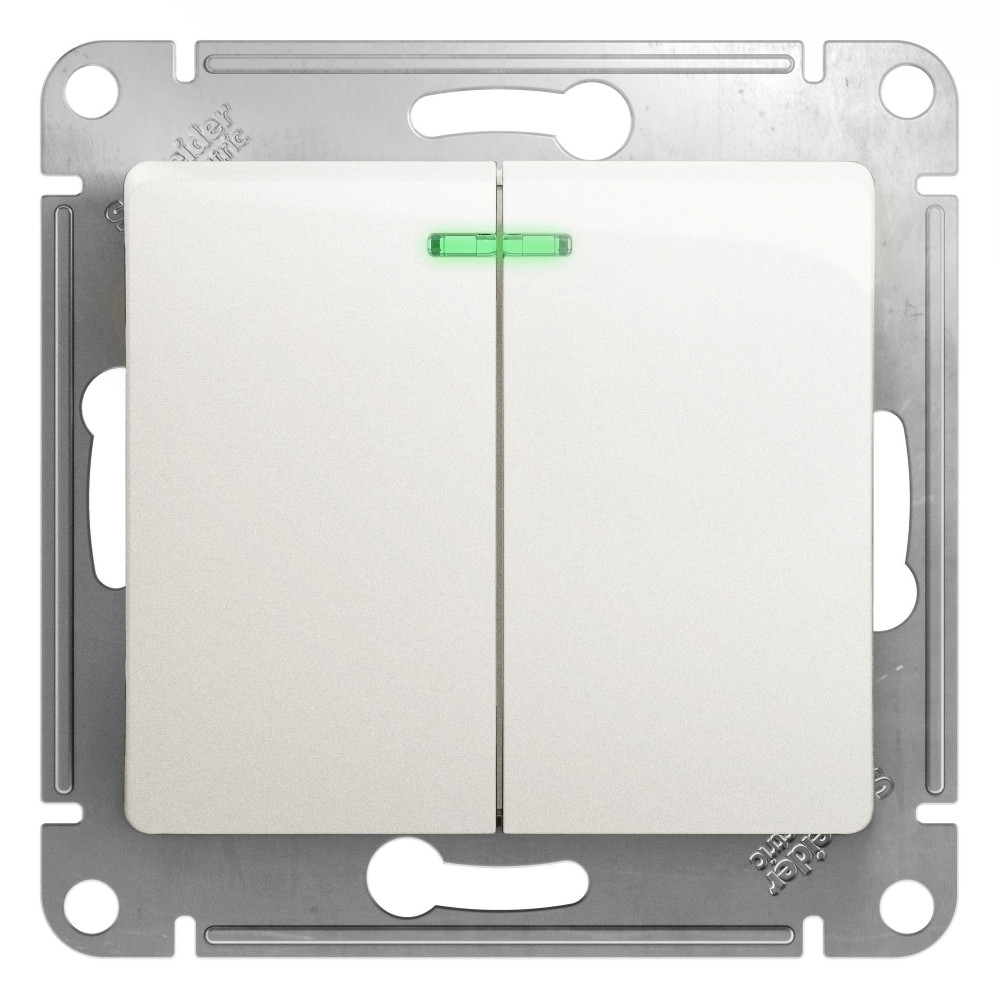 Systeme Electric Glossa Перламутр Выключатель 2-клавишный с подсветкой сх.5а, 10АХ