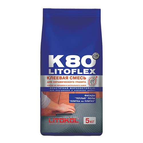 Клей для плитки Litokol Litoflex K80 (C2E) серый, 5 кг / Литокол Литофлекс