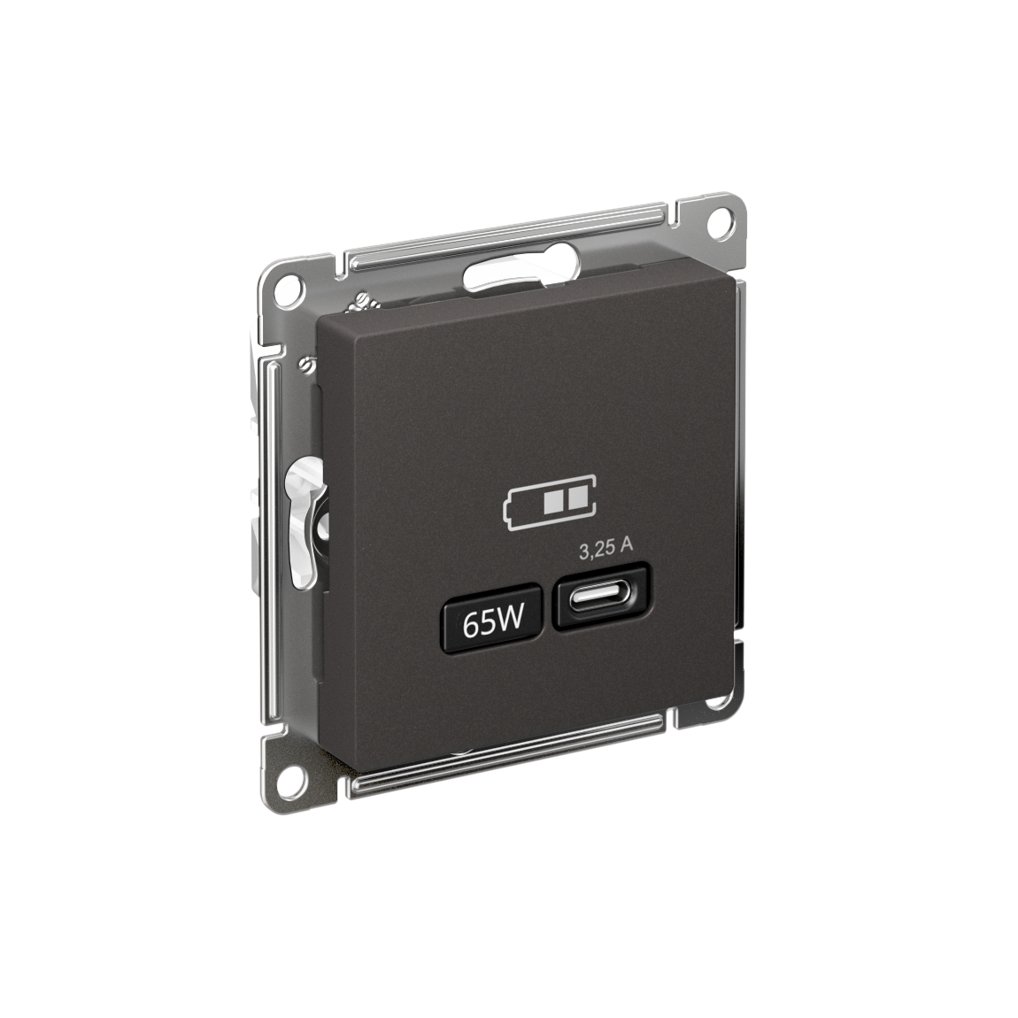 Systeme Electric AtlasDesign Базальт Розетка USB тип-С 65Вт высокоскор.заряд. QC, PD, механизм