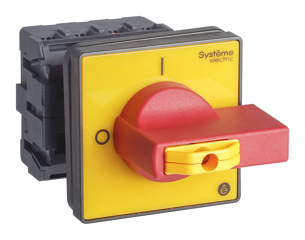 Systeme Electric SystemePact MSD  Выключатель-разъединитель 4P 25A IP20 с красной рукояткой на дверцу 4 винта 1 замок