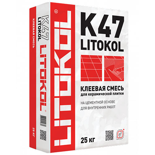 Клей для плитки Litokol К47 (C0) серый, 25 кг/ Литокол