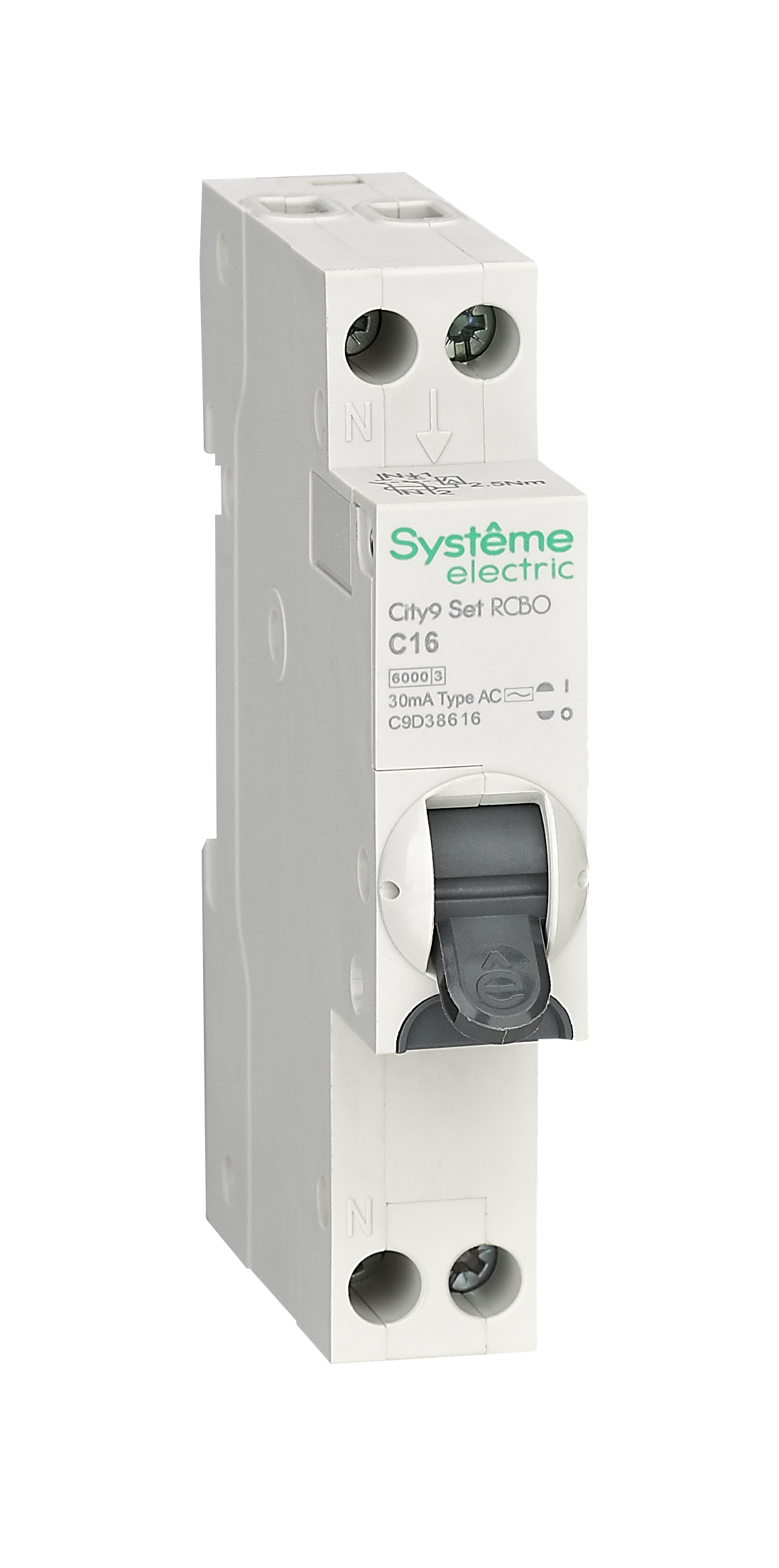 Systeme Electric City9 АВДТ 1П+Н C16 6000A 30мА AC 18мм