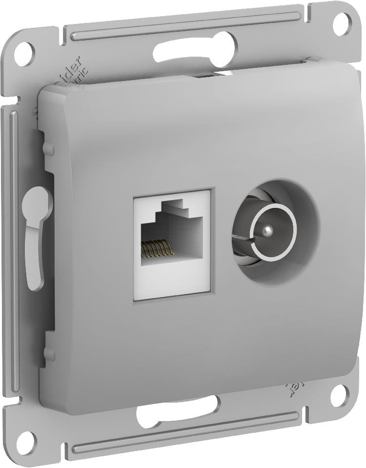 Systeme Electric Glossa Алюминий Розетка двойная TV + компьютерная RJ45, кат. 5Е