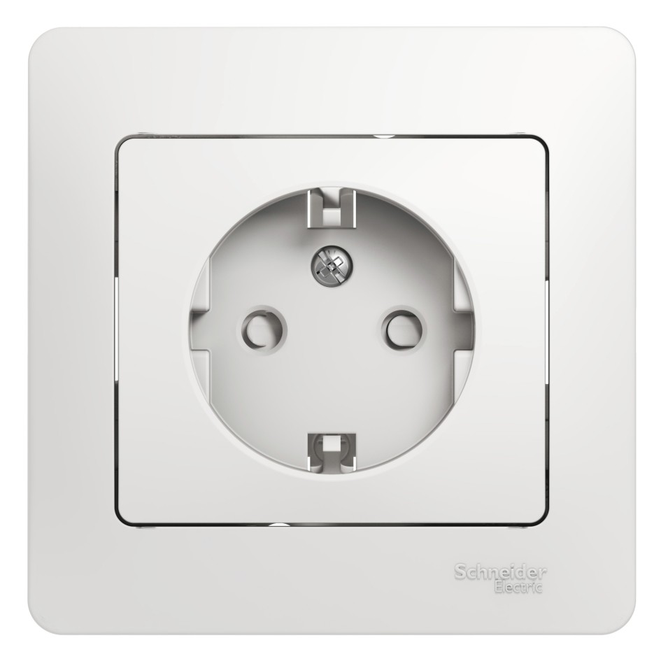 Systeme Electric Glossa Бел Розетка с/з со шторками (в сборе с рамкой)